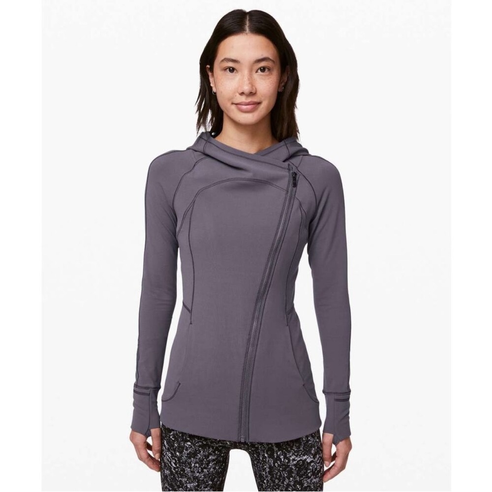 Lululemon Athletica Women's Every Journey grey lavender Asymmetrical Zip Hoodie